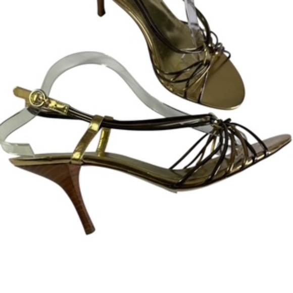 Bandolino Davincius Strappy 3 inch Brown and Gold Sandal Size 8M - Picture 1 of 6